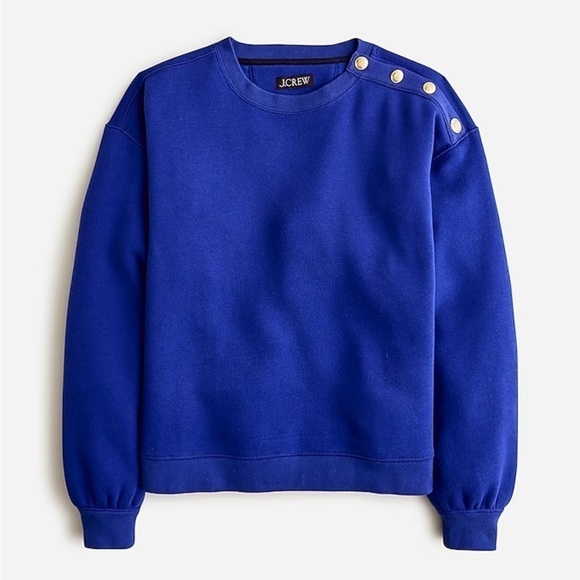 J crew Heritage fleece cropped sweatshirt with buttons - Picture 1 of 2